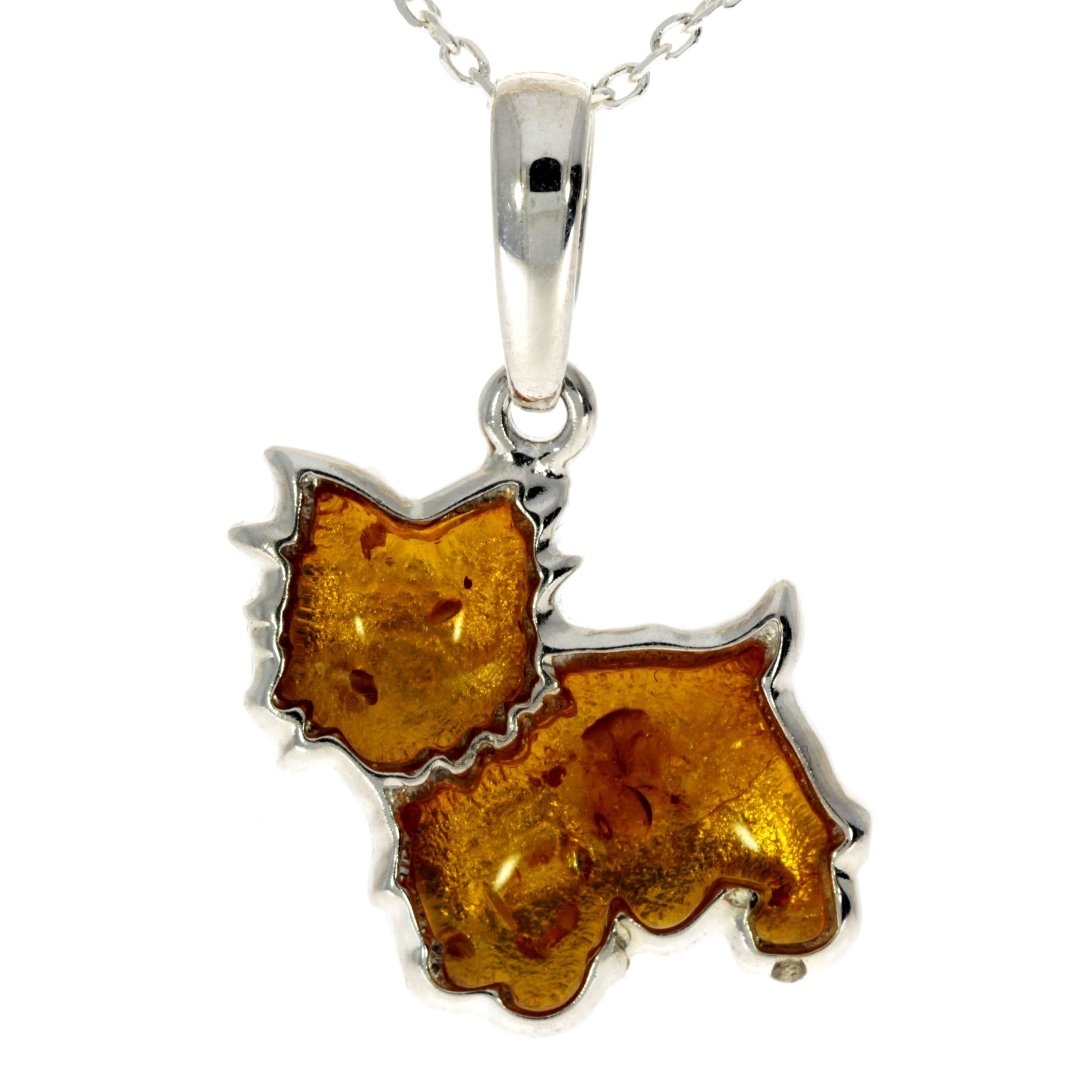 925 Sterling Silver & Baltic Amber Westie - Scotty Dog - AD218