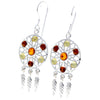 925 Sterling Silver & Genuine Baltic Amber Dream Catcher Earrings - GL197