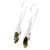 925 Sterling Silver & Genuine Baltic Amber Modern Drop Dangling Earrings - GL198