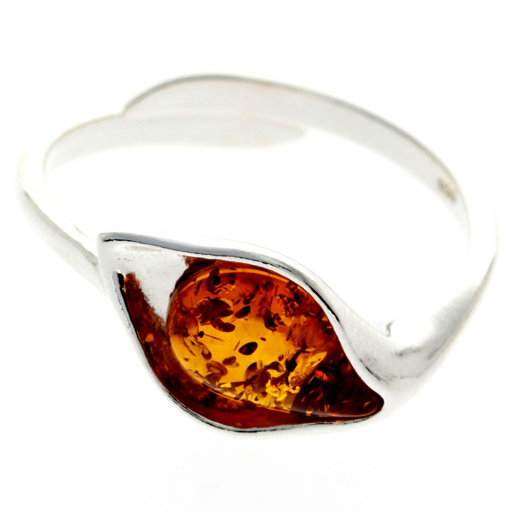 925 Sterling Silver & Baltic Amber Modern Designer Ring - GL728A