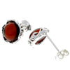 925 Sterling Silver & Genuine Baltic Amber Classic Round Studs Earrings - M648