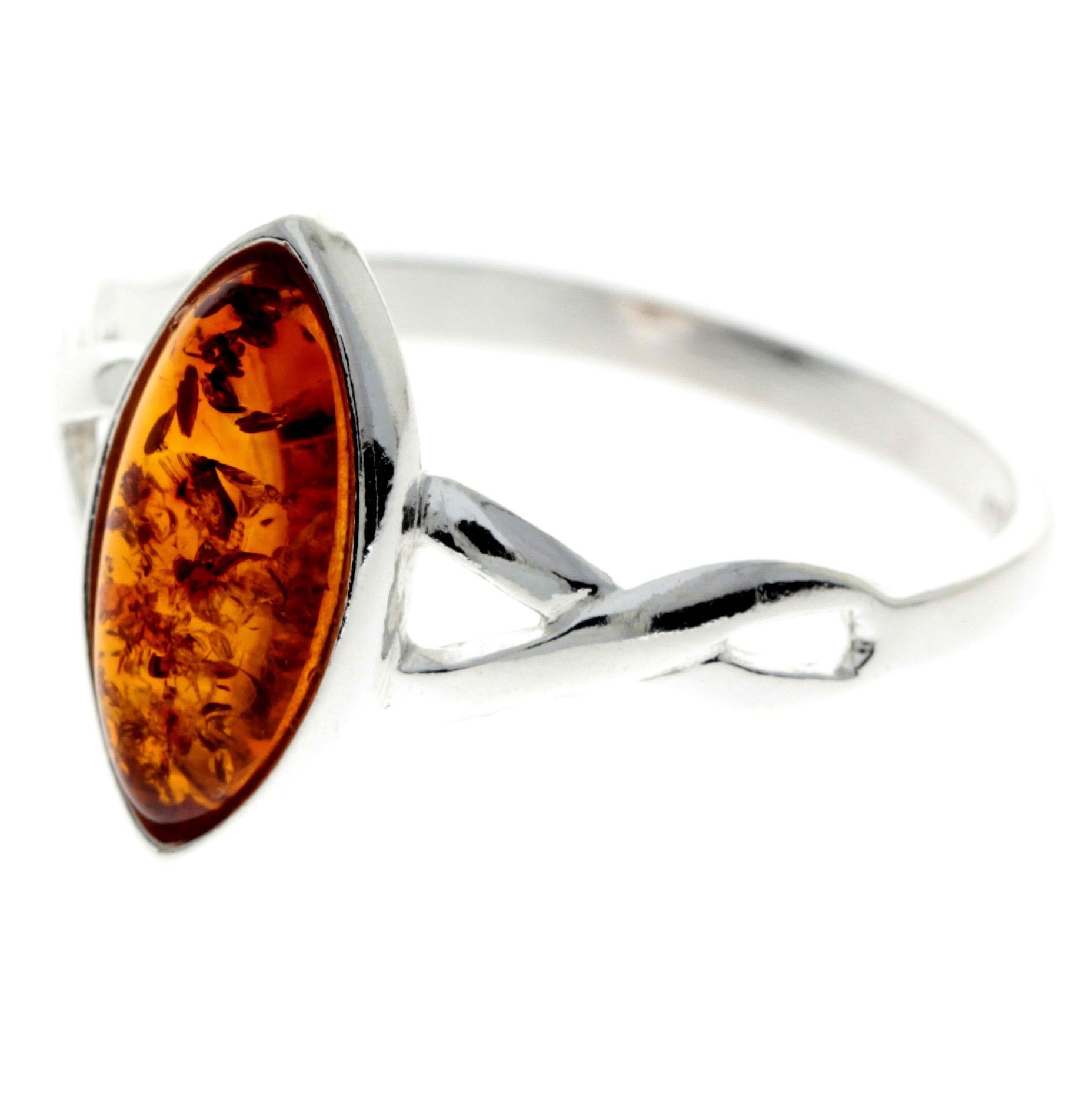 925 Sterling Silver & Baltic Amber Celtic Classic Ring - GL420