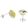 925 Sterling Silver & Genuine Baltic Amber Classic Round Studs Earrings - M649