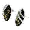 925 Sterling Silver & Genuine Baltic Amber Modern Oval Studs Earrings - GL056