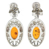 925 Sterling Silver & Genuine Oval Baltic Amber Drop Modern Earrings - GL194