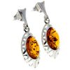 925 Sterling Silver & Baltic Amber Drop Modern Earrings - GL191