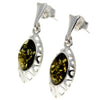 925 Sterling Silver & Baltic Amber Drop Modern Earrings - GL191