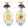 925 Sterling Silver & Baltic Amber Drop Modern Earrings - GL191