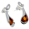 925 Sterling Silver & Baltic Amber Modern Studs Earrings - GL180