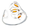 925 Sterling Silver & Genuine Baltic Amber Adjustable Modern Ring - GL716