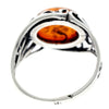 925 Sterling Silver & Genuine Oval Baltic Amber Classic Ring - AR3