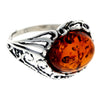 925 Sterling Silver & Genuine Oval Baltic Amber Classic Ring - AR3