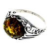 925 Sterling Silver & Genuine Oval Baltic Amber Classic Ring - AR3