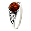 925 Sterling Silver & Genuine Baltic Amber Celtic Ring - AR5