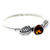 925 Sterling Silver & Genuine Baltic Amber Round Classic Ring with Leafs - AR6