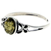 925 Sterling Silver & Genuine Oval Baltic Amber Ring with Butterfly - AR7