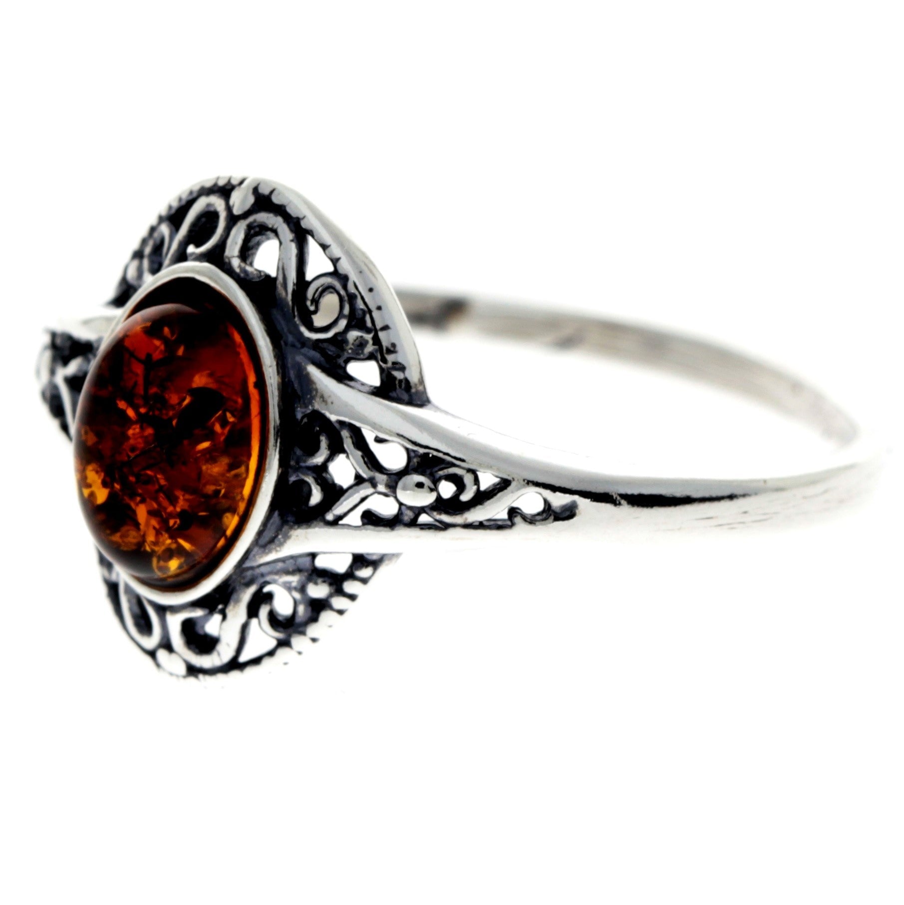 925 Sterling Silver & Baltic Amber Classic Celtic Ring - AR9