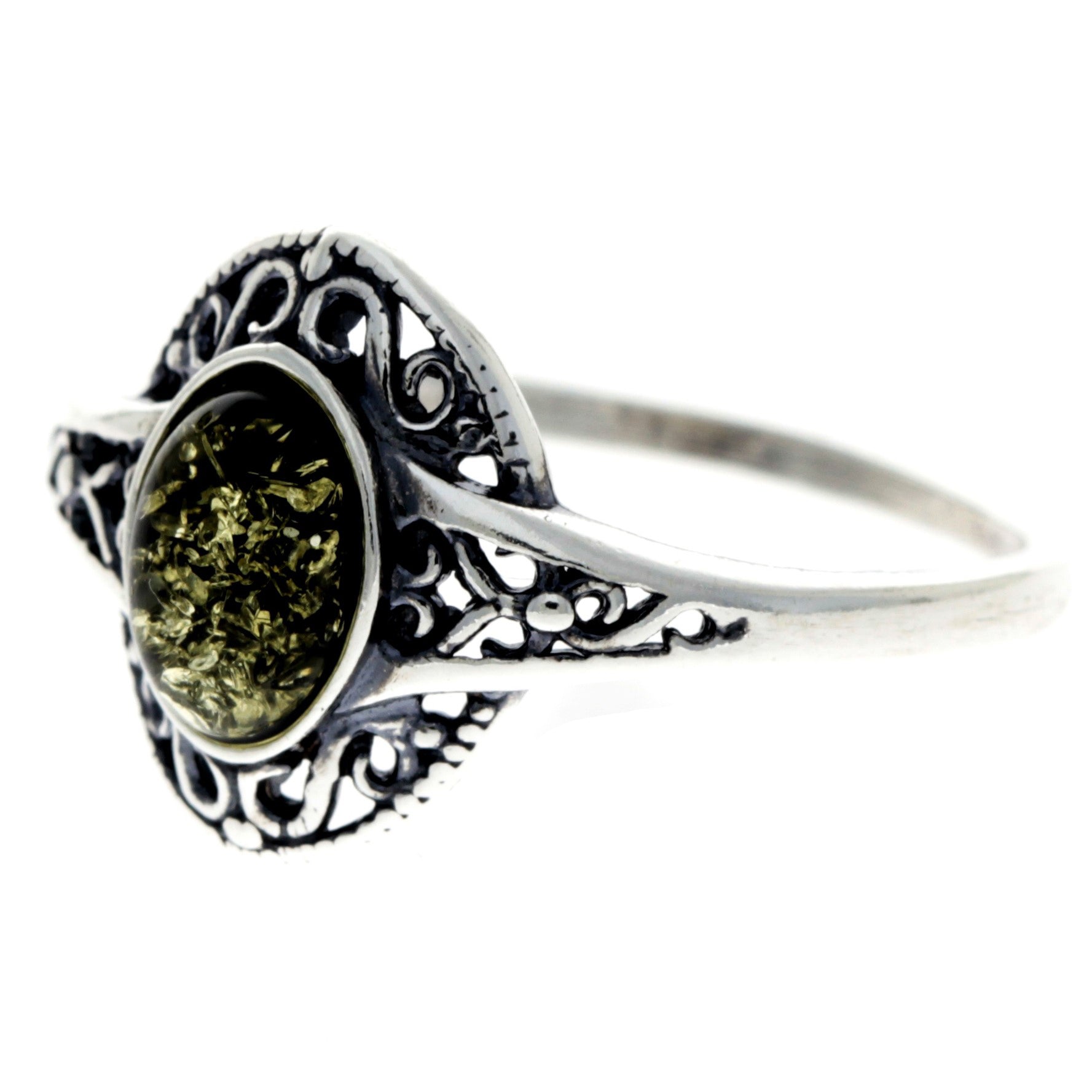 925 Sterling Silver & Baltic Amber Classic Celtic Ring - AR9