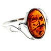 925 Sterling Silver & Genuine Oval Baltic Amber Classic Ring - AR11