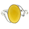 925 Sterling Silver & Genuine Oval Baltic Amber Classic Ring - AR11