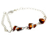 925 Sterling Silver & Baltic Amber Modern Adjustable Bracelet 21 cm - GL536