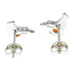 925 Sterling Silver & Genuine Baltic Amber Bird Studs Earrings - GL1002