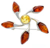 925 Sterling Silver & Genuine Baltic Amber Star Brooch - GL809