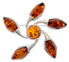 925 Sterling Silver & Genuine Baltic Amber Star Brooch - GL809