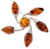 925 Sterling Silver & Genuine Baltic Amber Star Brooch - GL809