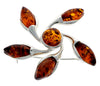 925 Sterling Silver & Genuine Baltic Amber Star Brooch - GL809