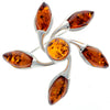 925 Sterling Silver & Genuine Baltic Amber Star Brooch - GL809