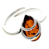 925 Sterling Silver & Genuine Baltic Amber Modern Adjustable Ring - GL726