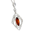 925 Sterling Silver & Genuine Baltic Amber Modern Pendant - M385C