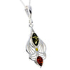 925 Sterling Silver & Genuine Baltic Amber 3 Stones Modern Pendant - M2007