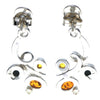 925 Sterling Silver & Genuine Baltic Amber Modern Drop Dangling Earrings - M652