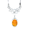 925 Sterling Silver & Genuine Baltic Amber Classic Necklace on Snake Chain - M929