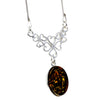 925 Sterling Silver & Genuine Baltic Amber Classic Necklace on Snake Chain - M929