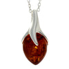 925 Sterling Silver & Genuine Baltic Amber Teardrop Modern Pendant - GL281