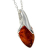 925 Sterling Silver & Genuine Baltic Amber Teardrop Modern Pendant - GL281