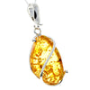 925 Sterling Silver & Genuine Cognac Baltic Amber Exlusive Unique Pendant - PD2277