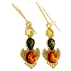 925 Sterling Silver 22 Carat Gold Plated with Genuine Baltic Amber Drop Earrings - MG002