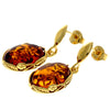 925 Sterling Silver 22 Carat Gold Plated with Genuine Baltic Amber Drop Earrings - MG003