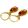 925 Sterling Silver 22 Carat Gold Plated with Genuine Baltic Amber Drop Earrings - MG008