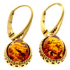 925 Sterling Silver 22 Carat Gold Plated with Genuine Baltic Amber Drop Earrings - MG008