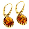 925 Sterling Silver 22 Carat Gold Plated with Genuine Baltic Amber Drop Earrings - MG009