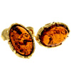 Genuine Baltic Amber and 925 Sterling Silver Gold Plated with 1 micron of 22 carat gold Studs Earrings - MG011