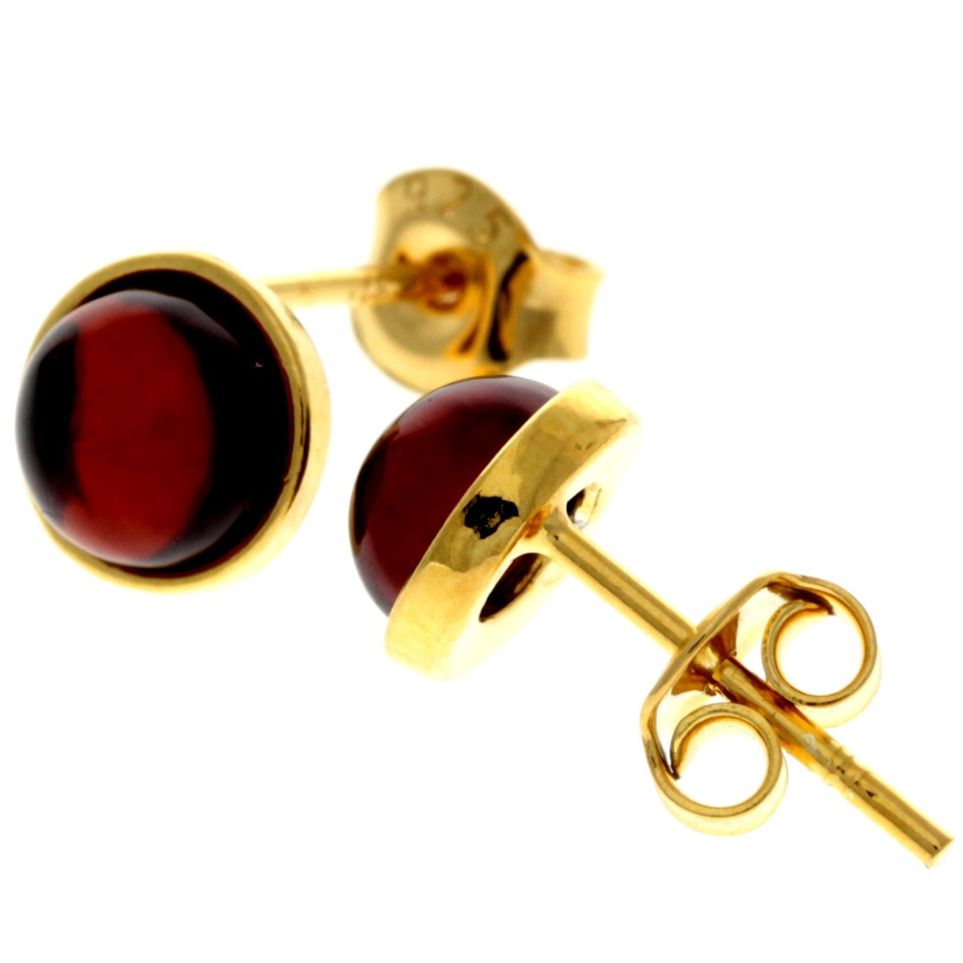 Genuine Baltic Amber and 925 Sterling Silver Gold Plated with 1 micron of 22 carat gold Studs Earrings - MG013