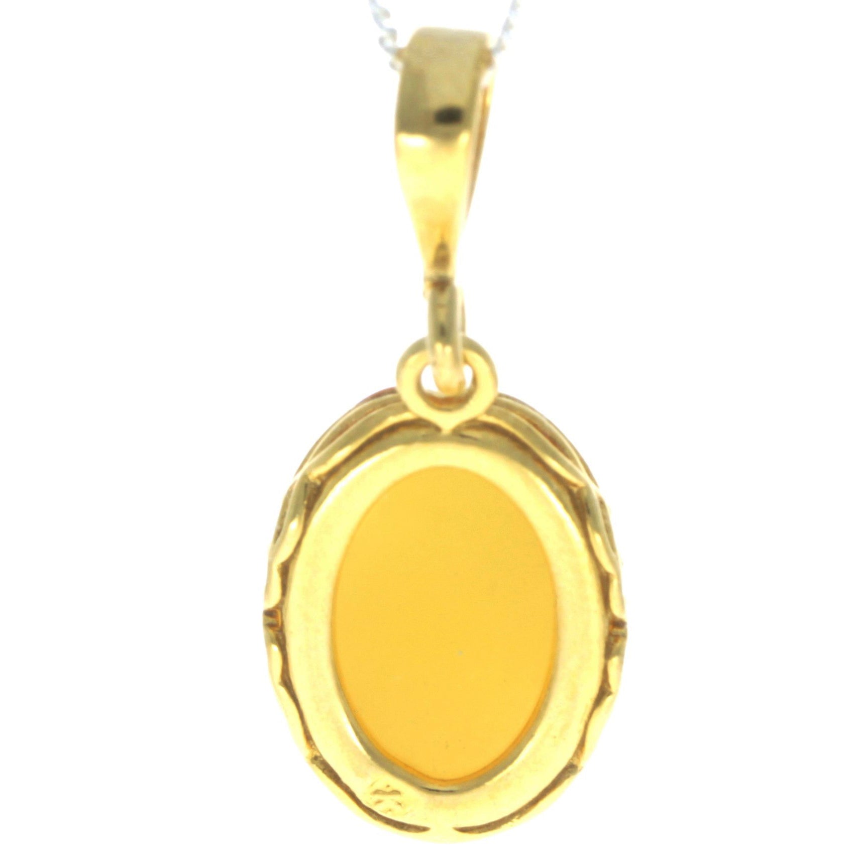 925 Sterling Silver 22 Carat Gold Plated with Genuine Baltic Amber Classic Pendant - MG202