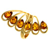 Genuine Baltic Amber and 925 Sterling Silver Gold Plated with 1 micron of 22 Carat Gold Adjustable Ring - MG400