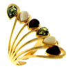 Genuine Baltic Amber and 925 Sterling Silver Gold Plated with 1 micron of 22 Carat Gold Adjustable Ring - MG400